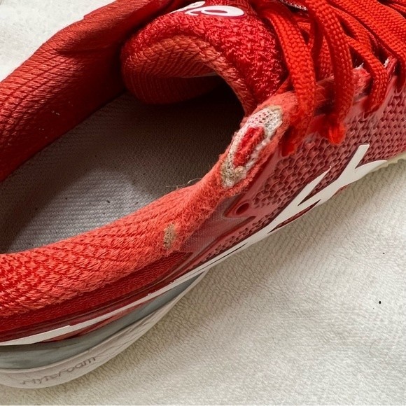 ASICS Clay Tennis Shoes sz:9 Gel-Resolution 8 Fiery Red/White Fabric Flyte Foam - Picture 7 of 9